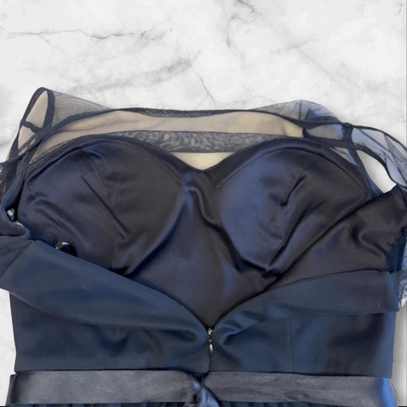 DB STUDIO Cocktail Dress Women’s Small 4/6 Navy Blue Sweetheart Sheer Illusion - Picture 7 of 15